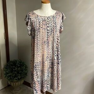 NINEXIS RUFFLE CAP SLEEVE SWING PJ feel fabric COMFORTABLE DRESS